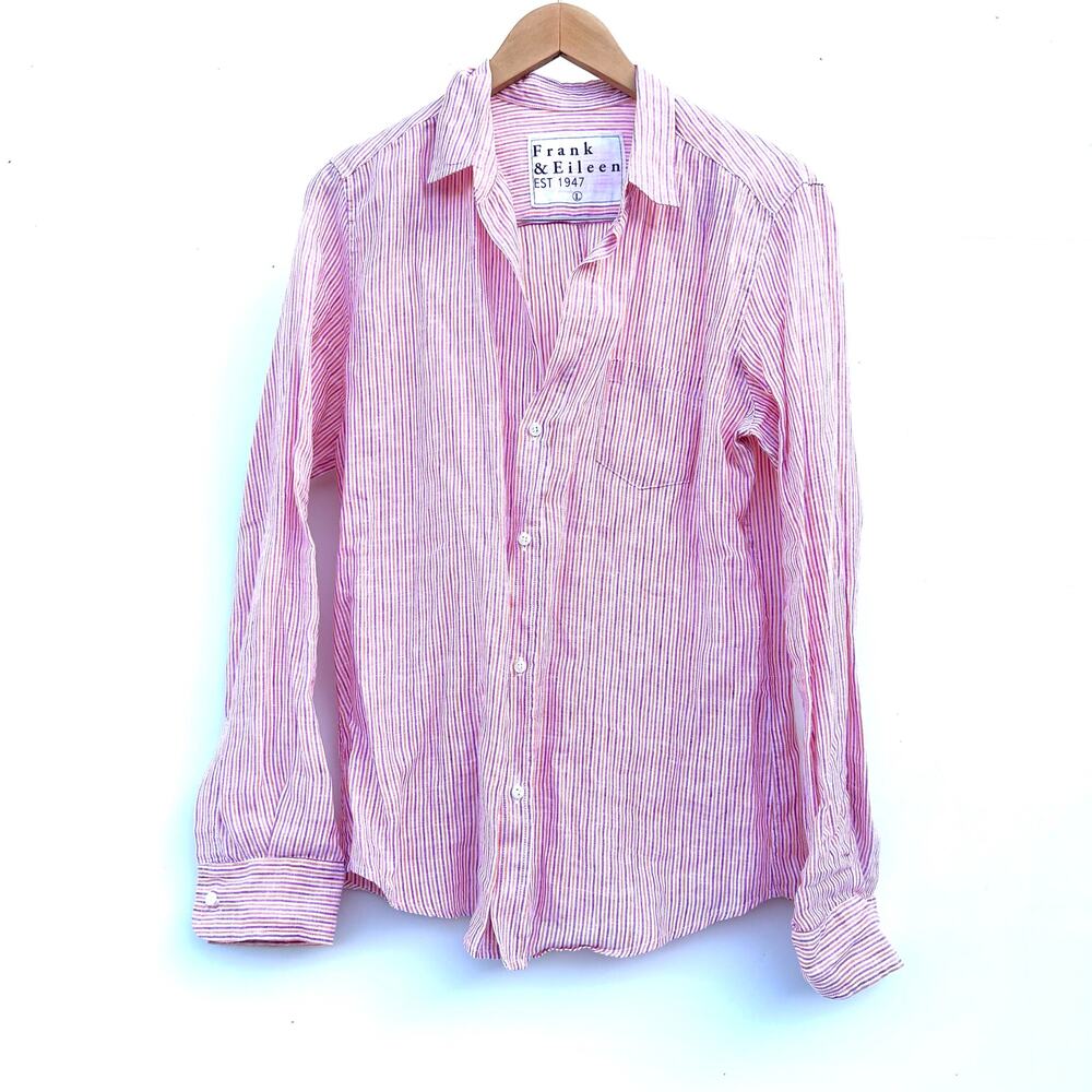 Frank & Eileen Pink and White Striped Button-Down Shirt